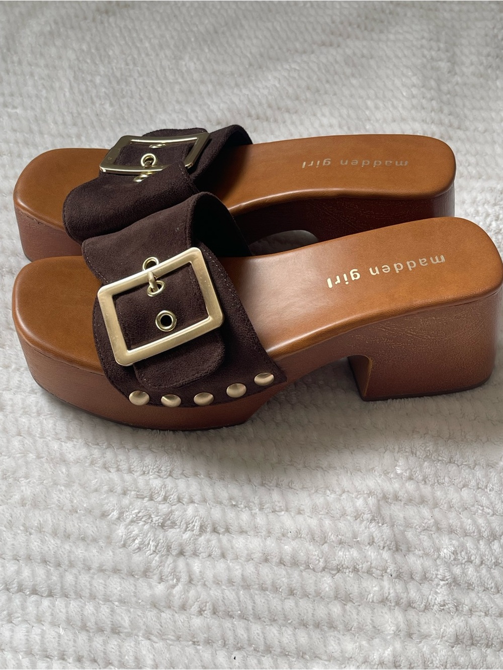 Madden Girl Dark Brown Suede woodland platform sandal - Picture 4 of 6
